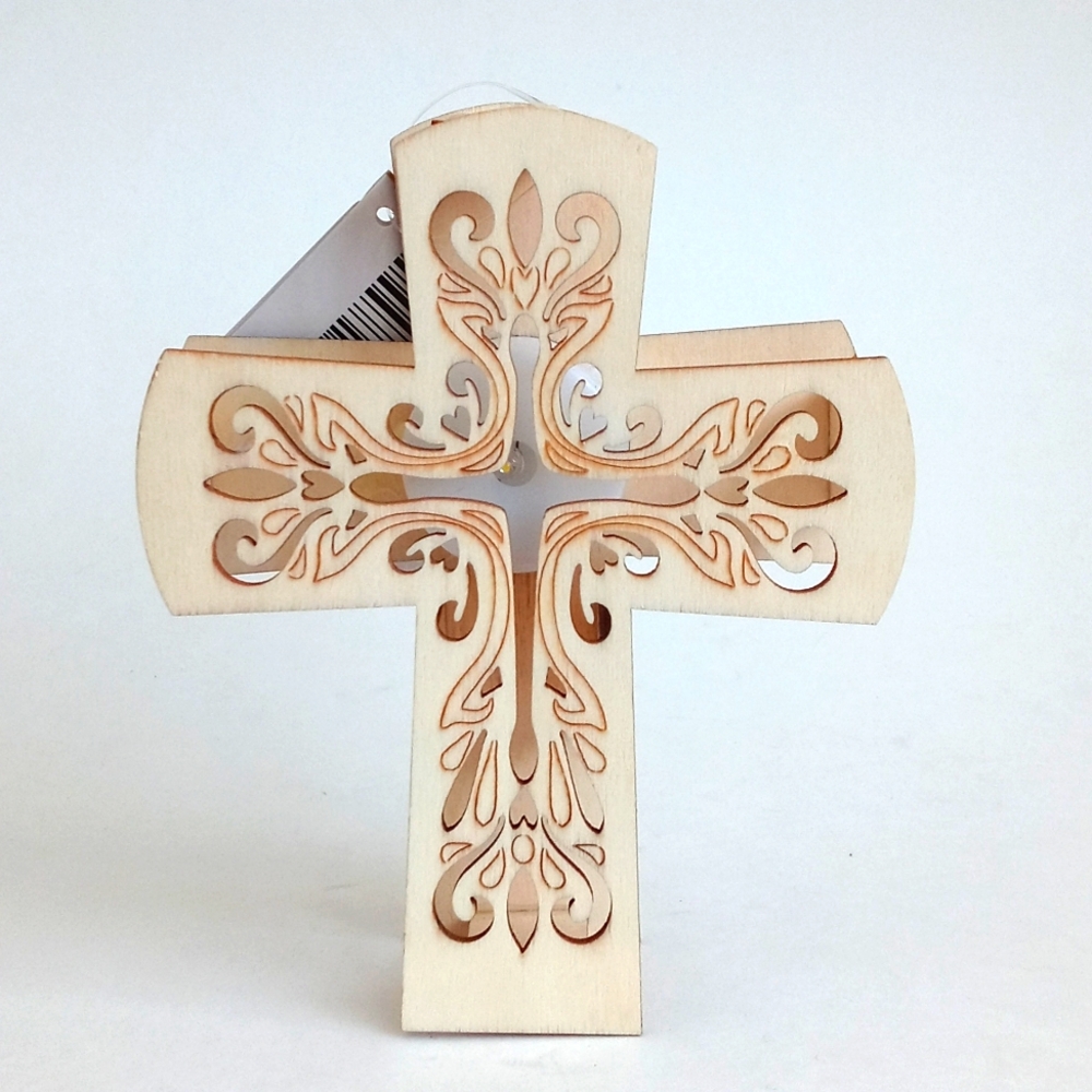 Wooden Decorative Cross With Led Light Perfect for Crafts and Family Fun! - Picture 6 of 7